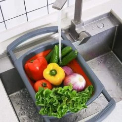 DKSFJKL L'évier Passoire Pliable, Poignées Extensibles Pour Fruits Et Légumes, Pliable à Poser Au-Dessus Du Lavabo -Petit rangement Soldes Magasin 59124514 4