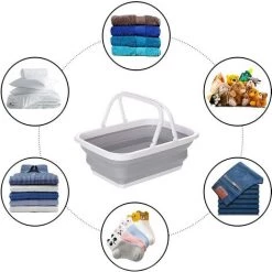 DKSFJKL 1 Pièce Pliable Vaisselle Bol, Panier à Linge Pliable En Plastique, Panier De Pique Nique Extérieur Portable, Pour Laver La Vaisselle, Le Camping, La Randonnée Et La Maison Lavabo -Petit rangement Soldes Magasin 59124911 5