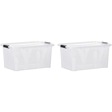 INLIFE Boîtes De Rangement Avec Couvercles 2 Pcs Transparent 14 L 4 INLIFE Boîtes De Rangement Avec Couvercles 2 Pcs Transparent 14 L – Image 2