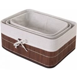 DéCOSHOP26 Lot De 3 Paniers De Rangement Salle De Bain Maquillage En Bamboo Marron - Marron 9 DéCOSHOP26 Lot De 3 Paniers De Rangement Salle De Bain Maquillage En Bamboo Marron - Marron -Petit rangement Soldes Magasin 59197453 3
