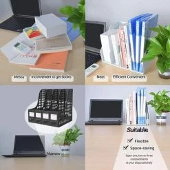 ROSIER Porte-revues Pliable à 4 Compartiments, Réglable Et Robuste - Gris Clair——VEBTles -Petit rangement Soldes Magasin 59281938 4