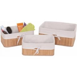 DéCOSHOP26 Lot De 3 Paniers De Rangement Salle De Bain En Bamboo Couleurs Naturelles - Noir -Petit rangement Soldes Magasin 59282378 3