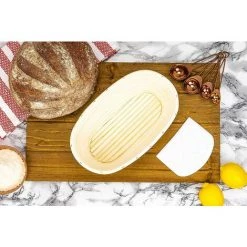 LYCXAMES Corbeille à Pain Ovale, Corbeille à Pain Artisanale Brotform Avec Lame à Pain, Racloir à Pâte, Toile à Pain Pour Pain Levain, Cuisson -Petit rangement Soldes Magasin 59303604 2