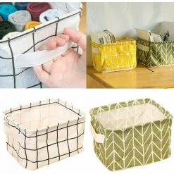 LTS FAFA Boîte De Rangement Pliable Lin Tissu Bureau Rangé Stockage, Lot De 4 Paniers De Rangement Carrés Pliables Pour étagères Et Jouets -Petit rangement Soldes Magasin 59304576 4
