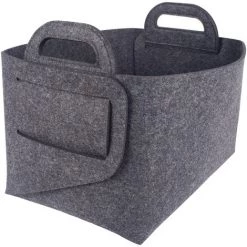 LIFCAUSAL Panier De Rangement En Feutre Boîte De Rangement Pliable En Feutre De Bureau Panier De Rangement Ouvert Panier à Linge Avec Poignées Boîte De Rangement Cosmétique Pour Casse-croûte, S