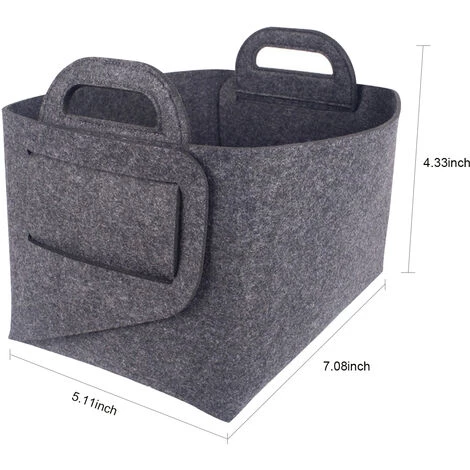 LIFCAUSAL Panier De Rangement En Feutre Boîte De Rangement Pliable En Feutre De Bureau Panier De Rangement Ouvert Panier à Linge Avec Poignées Boîte De Rangement Cosmétique Pour Casse-croûte, S 4 LIFCAUSAL Panier De Rangement En Feutre Boîte De Rangement Pliable En Feutre De Bureau Panier De Rangement Ouvert Panier à Linge Avec Poignées Boîte De Rangement Cosmétique Pour Casse-croûte, S – Image 2