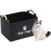 EINEMGELD Panier De Rangement Pour Jouets Pour Chat -Boîte De Rangement Avec Manche En Bois, Rangementbox Pour Jouets Pour Chat,vêtements Et Accessoires Animaux-Gris Foncé -Petit rangement Soldes Magasin 59333400 1