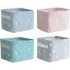 CATHERINE Petits Paniers De Rangement, 4 Paquets Mini Bacs De Rangement Carrés Pliables Avec Poignée Bacs De Rangement En Lin Naturel Et Coton Paniers De Rangement Pour Salle De Bain -Petit rangement Soldes Magasin 59463283 1