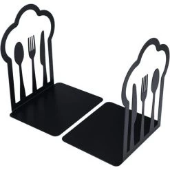 CATHERINE 1 Paire De Serre-livres Décoratifs En Métal Pour Livres De Cuisine, Fourchette, Couteau, Cuillère, Livre De Cuisine, Support De Livre De Cuisine, Cadeau De Pendaison De Crémaillère