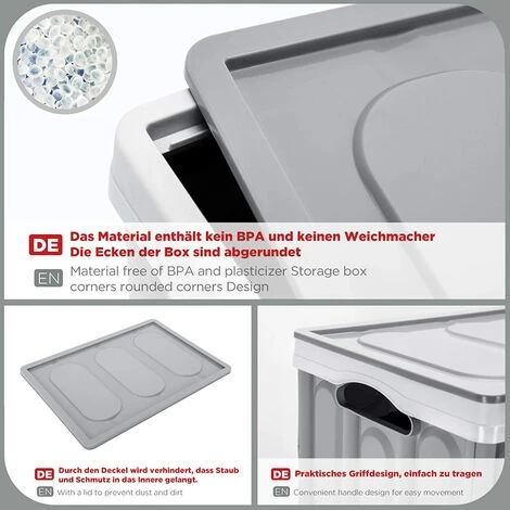CATHERINE Set De 1 Boîtes De Rangement Pliable Gris Avec Couvercle Caisse Pliable, Caisse De Rangement 28L Pour Vêtement, Décoration, Jouets, Magazine, Petit Trucs, Accesoires, Réutilisable 6 CATHERINE Set De 1 Boîtes De Rangement Pliable Gris Avec Couvercle Caisse Pliable, Caisse De Rangement 28L Pour Vêtement, Décoration, Jouets, Magazine, Petit Trucs, Accesoires, Réutilisable – Image 4