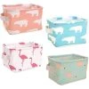 CATHERINE Panier Cube De Rangement, Panier En Tissu, 4 Pièces Petit Panier Rangement, Avec 2 Poignées, Pliable, Motif Flamant Ou Ours, Pour Bureau, Jouets, Livres Ou Maquillage (21 X 16 X 13.5cm) -Petit rangement Soldes Magasin 59483878 1