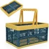CATHERINE Caisse Rangement Pliante, Paniers D'épicerie En Plastique Pliables Caisses Empilables Conteneurs De Stockage Bacs Organisateur Avec Poignées Pour Camp Voyage Achats, 29.8x19.8x16.3 Cm