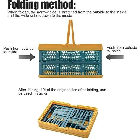 CATHERINE Caisse Rangement Pliante, Paniers D'épicerie En Plastique Pliables Caisses Empilables Conteneurs De Stockage Bacs Organisateur Avec Poignées Pour Camp Voyage Achats, 29.8x19.8x16.3 Cm 5 CATHERINE Caisse Rangement Pliante, Paniers D'épicerie En Plastique Pliables Caisses Empilables Conteneurs De Stockage Bacs Organisateur Avec Poignées Pour Camp Voyage Achats, 29.8x19.8x16.3 Cm – Image 3