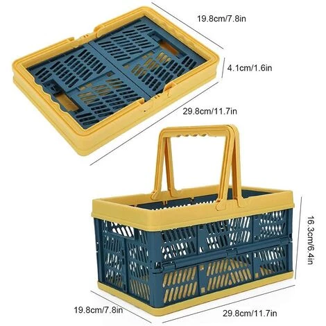 CATHERINE Caisse Rangement Pliante, Paniers D'épicerie En Plastique Pliables Caisses Empilables Conteneurs De Stockage Bacs Organisateur Avec Poignées Pour Camp Voyage Achats, 29.8x19.8x16.3 Cm 6 CATHERINE Caisse Rangement Pliante, Paniers D'épicerie En Plastique Pliables Caisses Empilables Conteneurs De Stockage Bacs Organisateur Avec Poignées Pour Camp Voyage Achats, 29.8x19.8x16.3 Cm – Image 4