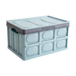 CATHERINE Caisse Pliable Avec Couvercle - 52 Litres Boîte De Rangement En Plastique Multifonctionnel - Boîte De Panier Empilable De Stockage Pour Le Camp, Voyage, Maison - Couleur: Ciel Bleu -Petit rangement Soldes Magasin 59489513 2