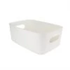 IRISFR Lilaris 1 Pièce Panier De Rangement Plastique Avec Poignées, Petit Boîte De Rangement Organisateur Pour Salle De Bain, Cuisine, Chambre, Cosmétiques, Tiroir, étagères，blanc -Petit rangement Soldes Magasin 59688931 1