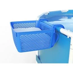 PERLE RARE Panier De Rangement, Accessoires Piscine, Cadre Métal Piscine, Porte Gobelet Piscine, Bleu, 40x28x15 Cm