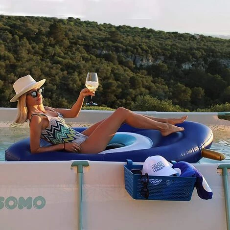 PERLE RARE Panier De Rangement, Accessoires Piscine, Cadre Métal Piscine, Porte Gobelet Piscine, Bleu, 40x28x15 Cm 4 PERLE RARE Panier De Rangement, Accessoires Piscine, Cadre Métal Piscine, Porte Gobelet Piscine, Bleu, 40x28x15 Cm – Image 2