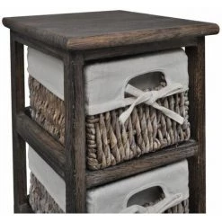 NOVA Structure De Stockage En Bois Avec Des Paniers Tissés Bruns De Taille Taille : 25x28x90 Cm -Petit rangement Soldes Magasin 59995426 2