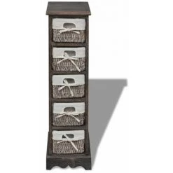 NOVA Structure De Stockage En Bois Avec Des Paniers Tissés Bruns De Taille Taille : 25x28x90 Cm -Petit rangement Soldes Magasin 59995426 4