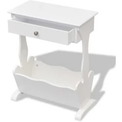 NOVA Porte-Melrose En Bois De Sapin Massif 48,5x24x61 Cm Blanc -Petit rangement Soldes Magasin 59996545 3