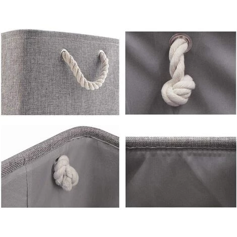 MINKUROW Boîte De Rangement En Tissu, Panier De Rangement Gris, Paniers En Tissu En Cube (33x33x33 Cm) Pour Placard, étagère Et Vêtements, (pliable, Lot De 3) 6 MINKUROW Boîte De Rangement En Tissu, Panier De Rangement Gris, Paniers En Tissu En Cube (33x33x33 Cm) Pour Placard, étagère Et Vêtements, (pliable, Lot De 3) – Image 4
