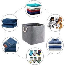 MINKUROW Boîte De Rangement En Tissu, Panier De Rangement Gris, Paniers En Tissu En Cube (33x33x33 Cm) Pour Placard, étagère Et Vêtements, (pliable, Lot De 3) 11 MINKUROW Boîte De Rangement En Tissu, Panier De Rangement Gris, Paniers En Tissu En Cube (33x33x33 Cm) Pour Placard, étagère Et Vêtements, (pliable, Lot De 3) -Petit rangement Soldes Magasin 60015207 5