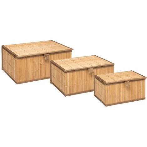 FIVE SIMPLY SMART Trio De Boites Rectangulaire En Bambou - Longueur 32,8 Largeur 25,5 Hauteur 16cm - Beige 3 FIVE SIMPLY SMART Trio De Boites Rectangulaire En Bambou - Longueur 32,8 Largeur 25,5 Hauteur 16cm - Beige