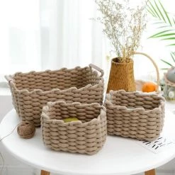 FVBJD Panier De Rangement En Corde De Coton Organisateurs De Paniers De Rangement Rectangulaires Naturels DéCoratifs Pour Chambre De BéBé, Chambre à Coucher, Salon Kaki Small 9 FVBJD Panier De Rangement En Corde De Coton Organisateurs De Paniers De Rangement Rectangulaires Naturels DéCoratifs Pour Chambre De BéBé, Chambre à Coucher, Salon Kaki Small -Petit rangement Soldes Magasin 60100722 3