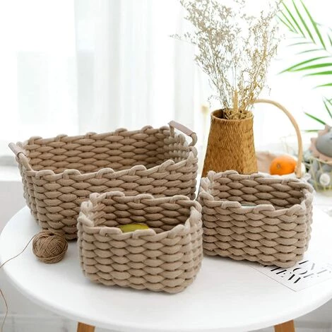 FVBJD Panier De Rangement En Corde De Coton Organisateurs De Paniers De Rangement Rectangulaires Naturels DéCoratifs Pour Chambre De BéBé, Chambre à Coucher, Salon Kaki Small 5 FVBJD Panier De Rangement En Corde De Coton Organisateurs De Paniers De Rangement Rectangulaires Naturels DéCoratifs Pour Chambre De BéBé, Chambre à Coucher, Salon Kaki Small – Image 3