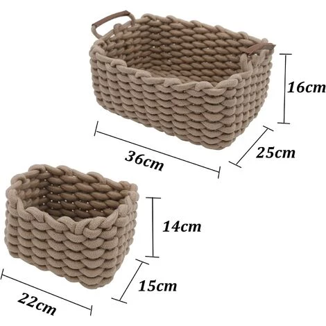 FVBJD Panier De Rangement En Corde De Coton Organisateurs De Paniers De Rangement Rectangulaires Naturels DéCoratifs Pour Chambre De BéBé, Chambre à Coucher, Salon Kaki Lot De 3 6 FVBJD Panier De Rangement En Corde De Coton Organisateurs De Paniers De Rangement Rectangulaires Naturels DéCoratifs Pour Chambre De BéBé, Chambre à Coucher, Salon Kaki Lot De 3 – Image 4