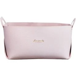 ENLENK Panier De Rangement En Faux Cuir Avec Poignées, 14 * 26 * 12.5 Cm Rangement Maquillage, Rangement Pour Salle De Bain, Maison Et Buanderie, Maison Décoration(Rose)