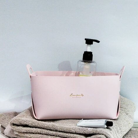 ENLENK Panier De Rangement En Faux Cuir Avec Poignées, 14 * 26 * 12.5 Cm Rangement Maquillage, Rangement Pour Salle De Bain, Maison Et Buanderie, Maison Décoration(jaune) 7 ENLENK Panier De Rangement En Faux Cuir Avec Poignées, 14 * 26 * 12.5 Cm Rangement Maquillage, Rangement Pour Salle De Bain, Maison Et Buanderie, Maison Décoration(jaune) – Image 5