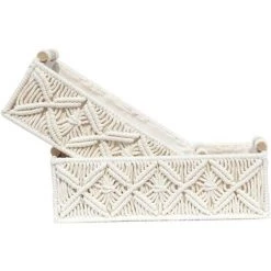 ENLENK Panier De Rangement Décoratif à Pompons - Style Bohème - Panier Décoratif Tissé Pour Comptoir, Papier Toilette - Panier De Rangement Pour La Maison/la Chambre à Coucher，Style B -Petit rangement Soldes Magasin 60168810 4