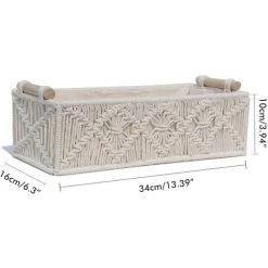 ENLENK Panier De Rangement Décoratif à Pompons - Style Bohème - Panier Décoratif Tissé Pour Comptoir, Papier Toilette - Panier De Rangement Pour La Maison/la Chambre à Coucher，Style C -Petit rangement Soldes Magasin 60168823 4