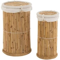 LES TENDANCES Panier De Rangement Rond Bambou Naturel Guapa - Lot De 2