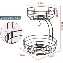 READCLY Corbeille à Fruits à 2 Niveaux Avec Porte-bananes, Corbeille à Fruits à Plusieurs Niveaux En Métal Pour Collations De Fruits Et Légumes Et Articles Ménagers (noir) 8 READCLY Corbeille à Fruits à 2 Niveaux Avec Porte-bananes, Corbeille à Fruits à Plusieurs Niveaux En Métal Pour Collations De Fruits Et Légumes Et Articles Ménagers (noir) -Petit rangement Soldes Magasin 60215930 2