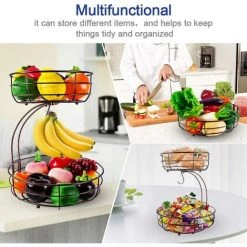 READCLY Corbeille à Fruits à 2 Niveaux Avec Porte-bananes, Corbeille à Fruits à Plusieurs Niveaux En Métal Pour Collations De Fruits Et Légumes Et Articles Ménagers (noir) 10 READCLY Corbeille à Fruits à 2 Niveaux Avec Porte-bananes, Corbeille à Fruits à Plusieurs Niveaux En Métal Pour Collations De Fruits Et Légumes Et Articles Ménagers (noir) -Petit rangement Soldes Magasin 60215930 4