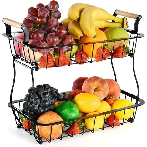 READCLY Panier De Fruits De Comptoir à 2 Niveaux Pour Légumes De Cuisine Panier De Fruits Bol Support Rectangle En Métal Panier De Rangement De Fruits Rack De Stockage De Collations Organisateur De Cuisine 3 READCLY Panier De Fruits De Comptoir à 2 Niveaux Pour Légumes De Cuisine Panier De Fruits Bol Support Rectangle En Métal Panier De Rangement De Fruits Rack De Stockage De Collations Organisateur De Cuisine