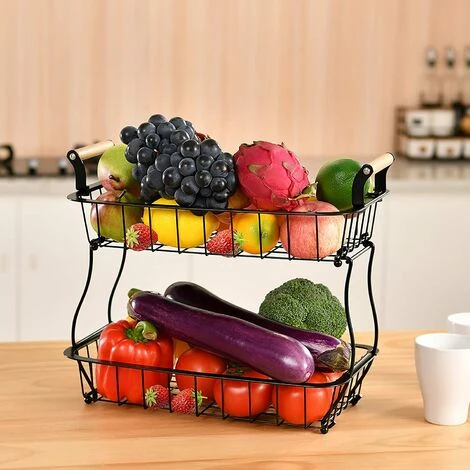 READCLY Panier De Fruits De Comptoir à 2 Niveaux Pour Légumes De Cuisine Panier De Fruits Bol Support Rectangle En Métal Panier De Rangement De Fruits Rack De Stockage De Collations Organisateur De Cuisine 4 READCLY Panier De Fruits De Comptoir à 2 Niveaux Pour Légumes De Cuisine Panier De Fruits Bol Support Rectangle En Métal Panier De Rangement De Fruits Rack De Stockage De Collations Organisateur De Cuisine – Image 2