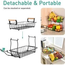 READCLY Panier De Fruits De Comptoir à 2 Niveaux Pour Légumes De Cuisine Panier De Fruits Bol Support Rectangle En Métal Panier De Rangement De Fruits Rack De Stockage De Collations Organisateur De Cuisine 9 READCLY Panier De Fruits De Comptoir à 2 Niveaux Pour Légumes De Cuisine Panier De Fruits Bol Support Rectangle En Métal Panier De Rangement De Fruits Rack De Stockage De Collations Organisateur De Cuisine -Petit rangement Soldes Magasin 60216137 3