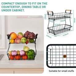 READCLY Panier De Fruits De Comptoir à 2 Niveaux Pour Légumes De Cuisine Panier De Fruits Bol Support Rectangle En Métal Panier De Rangement De Fruits Rack De Stockage De Collations Organisateur De Cuisine 11 READCLY Panier De Fruits De Comptoir à 2 Niveaux Pour Légumes De Cuisine Panier De Fruits Bol Support Rectangle En Métal Panier De Rangement De Fruits Rack De Stockage De Collations Organisateur De Cuisine -Petit rangement Soldes Magasin 60216137 5
