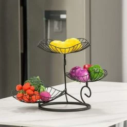 DKSFJKL Corbeille à Fruits à 3 Étages, Panier Fruit Installation Facile, Support Décoratif Pour Fruits - Noir -Petit rangement Soldes Magasin 60288957 3