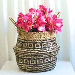Ensoleillé Panier De Rangement Fait à La Main Seagrass Wicker Basket Flower Pot Folding Bask