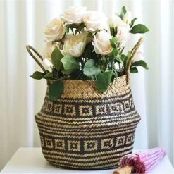 Ensoleillé Panier De Rangement Fait à La Main Seagrass Wicker Basket Flower Pot Folding Bask -Petit rangement Soldes Magasin 60302452 3