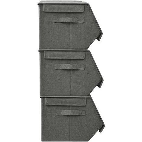 INLIFE Boîtes De Rangement Empilables 4 Pcs Tissu Anthracite 7 INLIFE Boîtes De Rangement Empilables 4 Pcs Tissu Anthracite – Image 5