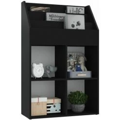 INLIFE Porte-revue Pour Enfants Noir 71x30x114 Cm Aggloméré -Petit rangement Soldes Magasin 60303303 3