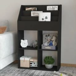 INLIFE Porte-revue Pour Enfants Noir 71x30x114 Cm Aggloméré -Petit rangement Soldes Magasin 60303303 4