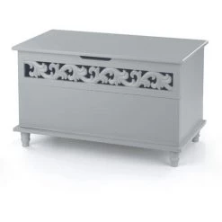 IKayaa Moderne Rectangle Coffre De Rangement Grand Jouet Couverture Banc De Rangement Pouf - Gris