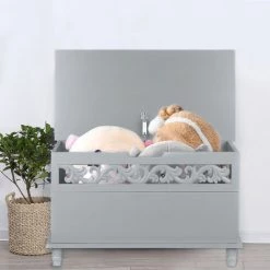 IKayaa Moderne Rectangle Coffre De Rangement Grand Jouet Couverture Banc De Rangement Pouf - Gris -Petit rangement Soldes Magasin 60364823 4